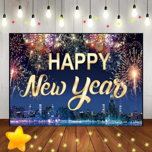 Happy Year Party Party Countdown Lampe Band Fotografie Kulissen Grandioses Feuerwerk Babyparty Königsblau Phot 350x230cm