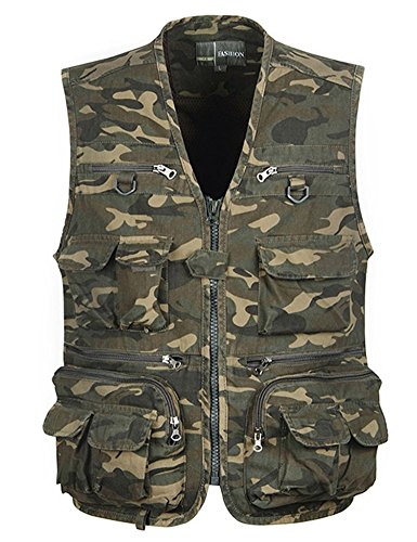 Idopy Outdoor Camouflage Multi Pockets Weste Weste Für Angeln Camping Jagd Fotografie