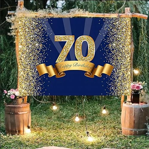 Alles Gute zum 70. Geburtstag Party Golden Dots Fotografie Hintergrund Feier Stoff Name Cust Banner 350x230cm