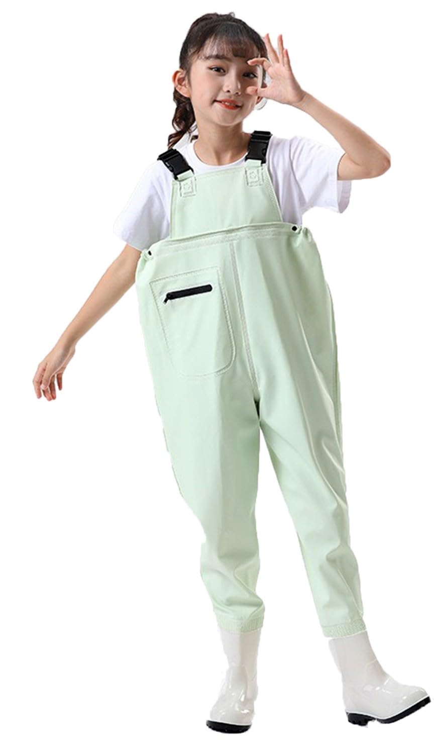 Outdoor Angeln Jagd Kinder Wader Hosen Wathose Kinder Wasserdicht Mit Stiefel Atmungsaktive PVC-Wathose Mit Stiefeln Im Elastischen Taillendesign Für Teenager Von 2 Bis 15 Jahren E,33