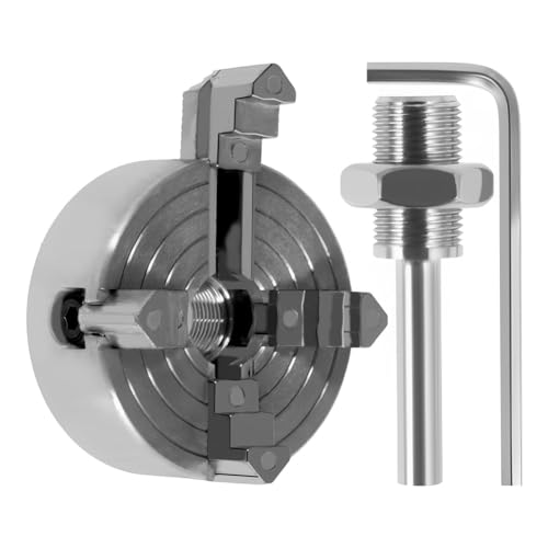 Haztholf Drehfutter mit 4 Backen, automatisches Zentrierbohrfutter aus Zinklegierung mit Schlüssel und Pleuel, robust, für Holzbearbeitungen