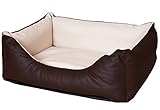 CopcoPet Rocco Hundebett Hundesofa Wendebett Kunstleder S ca. 70 x 55 cm Braun Beige