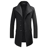 YOUTHUP Herren Wollmischung Mantel Slim fit Warmbody Windbreaker Business Winter Jacke, Grau, S