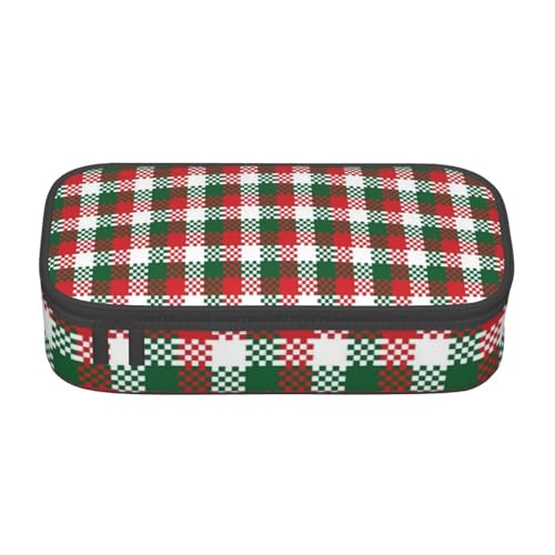 ZORIN Federmäppchen für Mädchen Jungen Große Kapazität Federmäppchen Mosaik Weihnachten Tartan Karo Stifttasche Tragbare Make-up-Tasche für Schule Büro Studenten Teenager, Schwarz , Einheitsgröße,