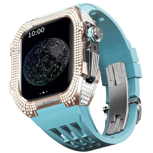 TONECY Gummiarmband, Lünette, Titanlegierung, für iWatch SE/4/5/6, Apple Mod Watch, Zubehör, Ersatzarmband aus Edelstahl für iWatch SE Serie, 44 mm