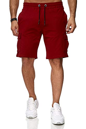 Reslad Kurze Hose Herren Cargo Bermuda Shorts Jogginghose Sport-Hose RS-5069 Bordeaux 2XL