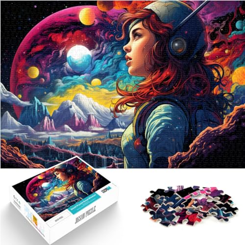 Puzzle als Geschenk, Mädchen vor dem Mond, 1000 Teile, Holzpuzzle, einzigartige Geburtstags, 1000 Teile (50 x 75 cm)