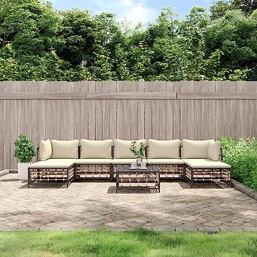 Juroupi 8-tlg. Garten-Lounge-Set mit Kissen Lounge Set GartenmöBel Gartenlounge Set Garten MöBel DraußEn GartenmöBel Set MöBelsets Anthrazit Poly Rattan - 3186784