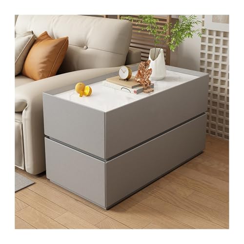 FUHAI-666 Massivholz Sofa Beistelltisch Ecktisch Moderne Einfache Wohnzimmer Lagerung Sideboard Haushalt Nachttisch(Grigio,80x30x60cm)