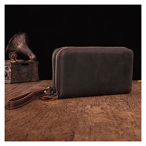 NEWNAN Herren-Business-Clutch-Geldbörse, Herren-Geldbörse mit doppeltem Reißverschluss, Lange Clutch-Tasche, Herrenhandtasche (Farbe: A, Größe: Einheitsgröße)