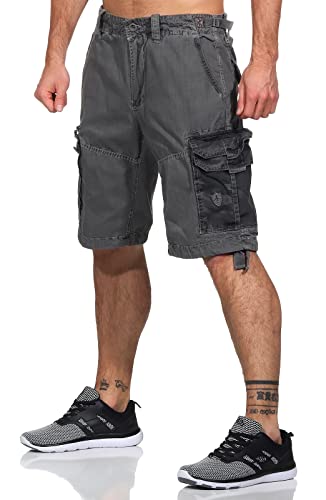 Jet Lag Herren Cargo Shorts 22-695 Bermuda mit Seitentaschen Grey W32