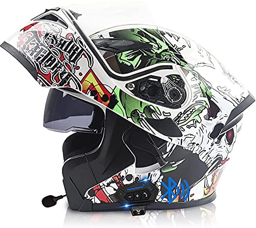 Motorradhelm Herren Mit Bluetooth Klapphelm Integralhelm Fullface Helm Motorrad,DOT/ECE Zertifiziert Rollerhelm Sturzhelm Mit Doppelvisier Sonnenblende Für Damen Erwachsene