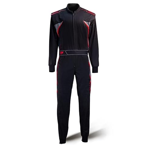 Speed Kart Overall 3-farbig - Kartoverall Detroit HS-3 schwarz rot grau (XL)