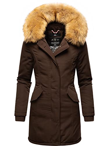 MARIKOO Damen Winter Kurzmantel Karmaa Dark Choco Gr. M