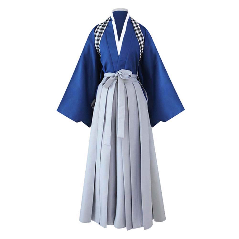 Herren Kendo Hakama Aikido Japanisches Samurai-Kostüm Judo Kampfsport Uniform Kendogi Kimono Cosplay Set Anzug - - Large