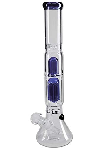 Black Leaf Eisbong blau | 6-Arm Percolatorbong 38cm | Icebong 18,8 Inside Diffusor Chillum | 14er Kopf mit Kickloch