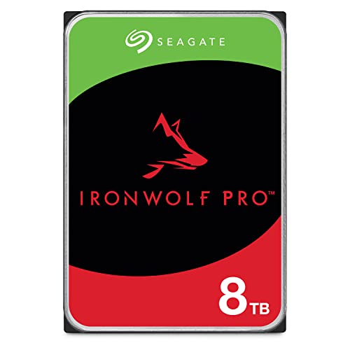 Seagate IronWolf Pro, NAS interne Festplatte 8 TB, 3.5 Zoll, 7200 U/Min, CMR, 256 MB Cache, SATA 6 GB/S, inkl. 3 Jahre Rescue Service, Modellnr.: ST8000NT001