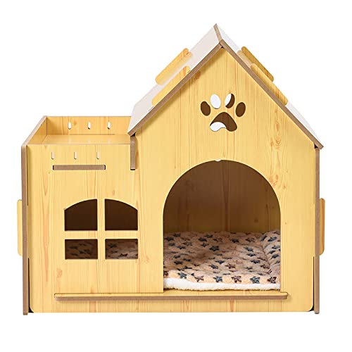 Katzenhaus Aus Holz mit Kissen, Katzenhaus, Katzenhaus for Wohnungskatzen, Katzenhaus, Wildkatzenhaus Outdoor Isoliert, Massivholz ( Color : A-no Door , Size : Big )