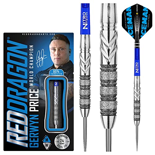 RED DRAGON Gerwyn 'Iceman' Price Element 24g Tungsten Darts mit Flights und Schäfte