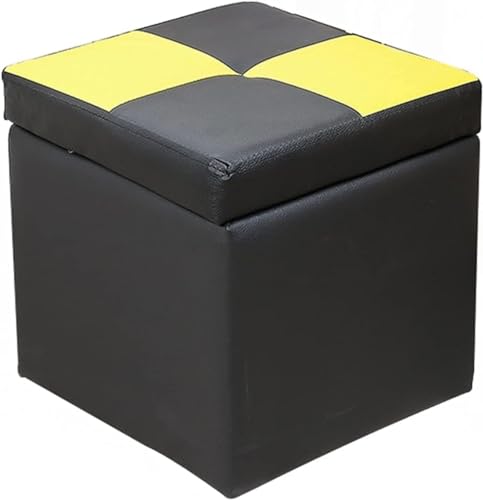 RAABYU Fußstütze Fußhocker Würfel Kunstleder Aufbewahrung Pouf Sitzbank, mit Scharnier Top Organizer Box Pouf Truhe Einzelsitz