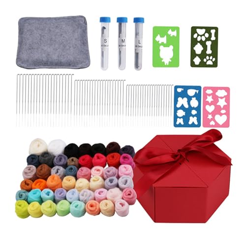 Meiliyizu Nadelfilz-Starter-Kits mit Filzwerkzeug, Nadelfilzwerkzeug, Nadelfilz-Set, Wollset, Filzzubehör