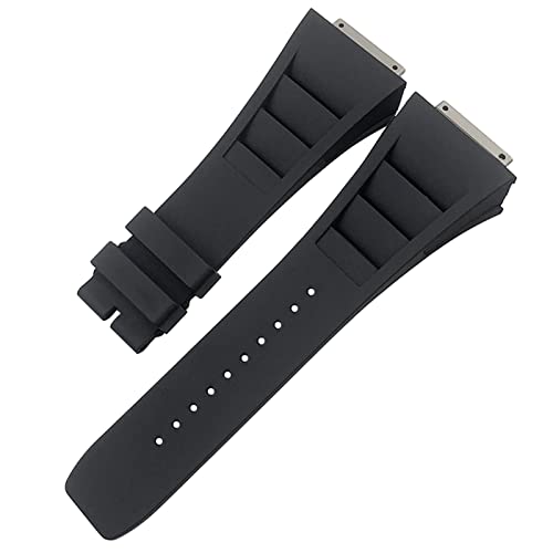 YIHANSS 19 mm hochwertiges Gummiarmband als Ersatz für Richard Mille RM035 011 055 030, schwarz-weiß-rotes Uhrenarmband mit Metallschnittstelle (Farbe: Weiß, Größe: 19 mm)