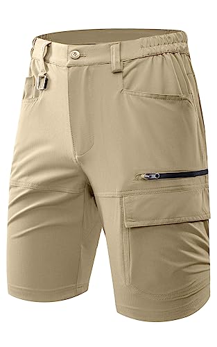 Mr.Stream Elastischer Herren Hose Sports Short svielseitige Wanderhose komfortable Outdoor Hose mit praktischen Taschen Shorts XL Khaki