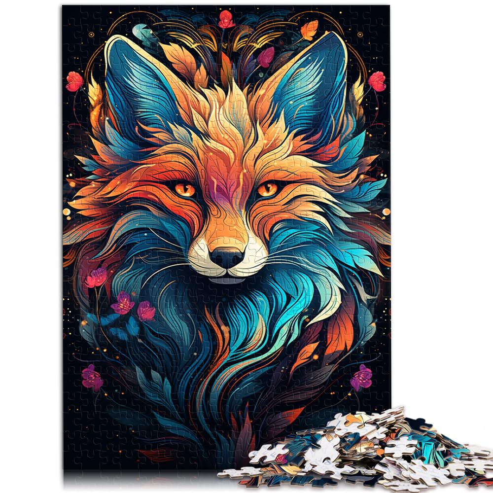 Spiel-Geschenk-Puzzle, Bunter Psychedelischer Fantasy-Fuchs für Erwachsene, 1000-teiliges Puzzle, Holzpuzzle für Familienspaß und Spieleabend, 1000 Teile (50 x 75 cm)