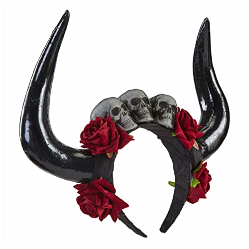 SANRLO Stirnbänder, Haarschmuck für Damen, Antilopen-Haarband, Halloween, Horn, Teufelshörner, Stirnband, Totenkopf-Stirnband, Gothic-Kopfschmuck, Tag der Toten