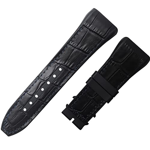 NEYENS Uhrenarmband für Franck Muller Serie, 28 mm, Nylon, Rindsleder, Silikon, Schwarz / Blau, 28mm no buckle, Achat