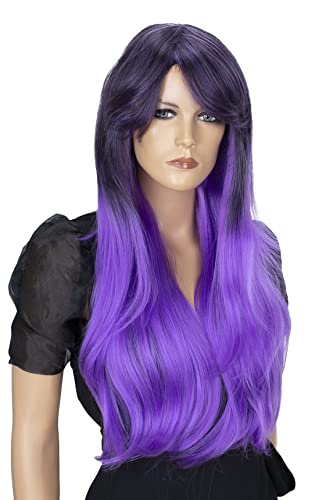 PRETTYSHOP Perücke Voluminös Langhaarige Fashion Wig Cosplay Glatt Lila Mix WP102