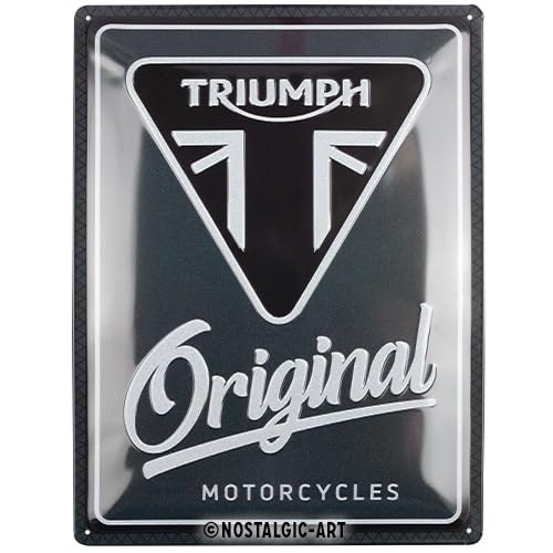 Nostalgic-Art Retro Blechschild, 30 x 40 cm, Triumph – Original Motorcycles – Geschenk-Idee für Biker, aus Metall, Vintage Design