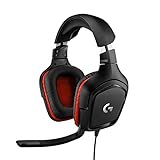 Logitech G332 kabelgebundenes Gaming-Headset, 50mm Treiber, Rotierende Kunstleder-Ohrmuscheln, 3.5mm Klinke, 6mm Mikrofon mit Flip-Stummschalter, PC/Mac/Xbox One/PS4/Nintendo Switch - Schwarz/Rot