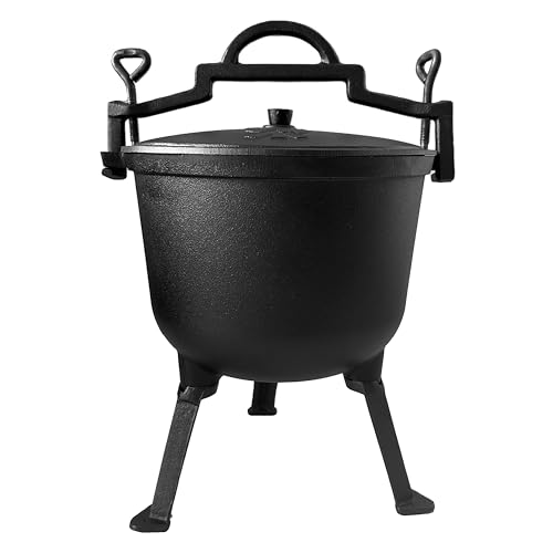 4iQ Group BBQ Dutch Oven Set 10 liter - Feuertopf mit Füßen, Henkel und Deckel - Gusstopf für Outdoor-Kochen