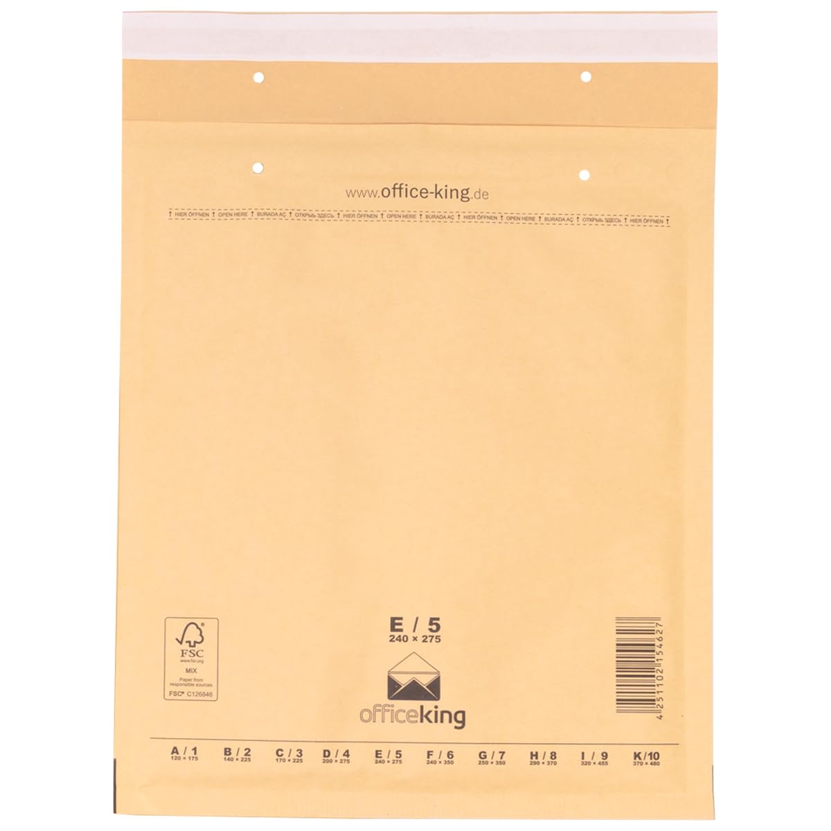 100 x Luftpolstertaschen braun Gr. E/5 (240x275 mm) DIN B5+ - Marken-Qualität von OfficeKing®