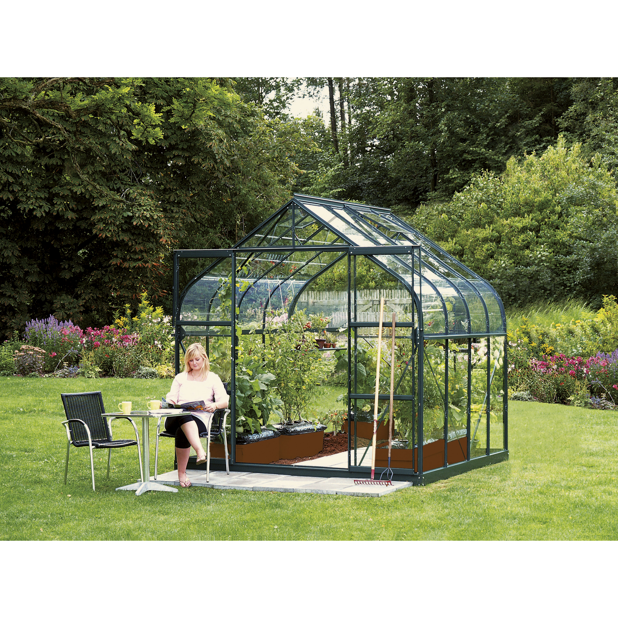 Vitavia Gewächshaus 'Diana 6700' 6,7 m² 254,4 x 254 cm 3 mm Sicherheitsglas smaragdfarben