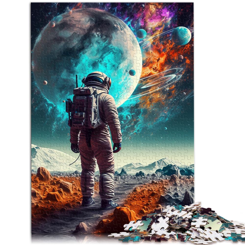 Puzzle Bunter Astronaut 1000 Teile Puzzle für Erwachsene Holzpuzzle Jedes Teil ist einzigartig - Anspruchsvolles Familienspaßspiel 1000 Teile (50 x 75 cm)