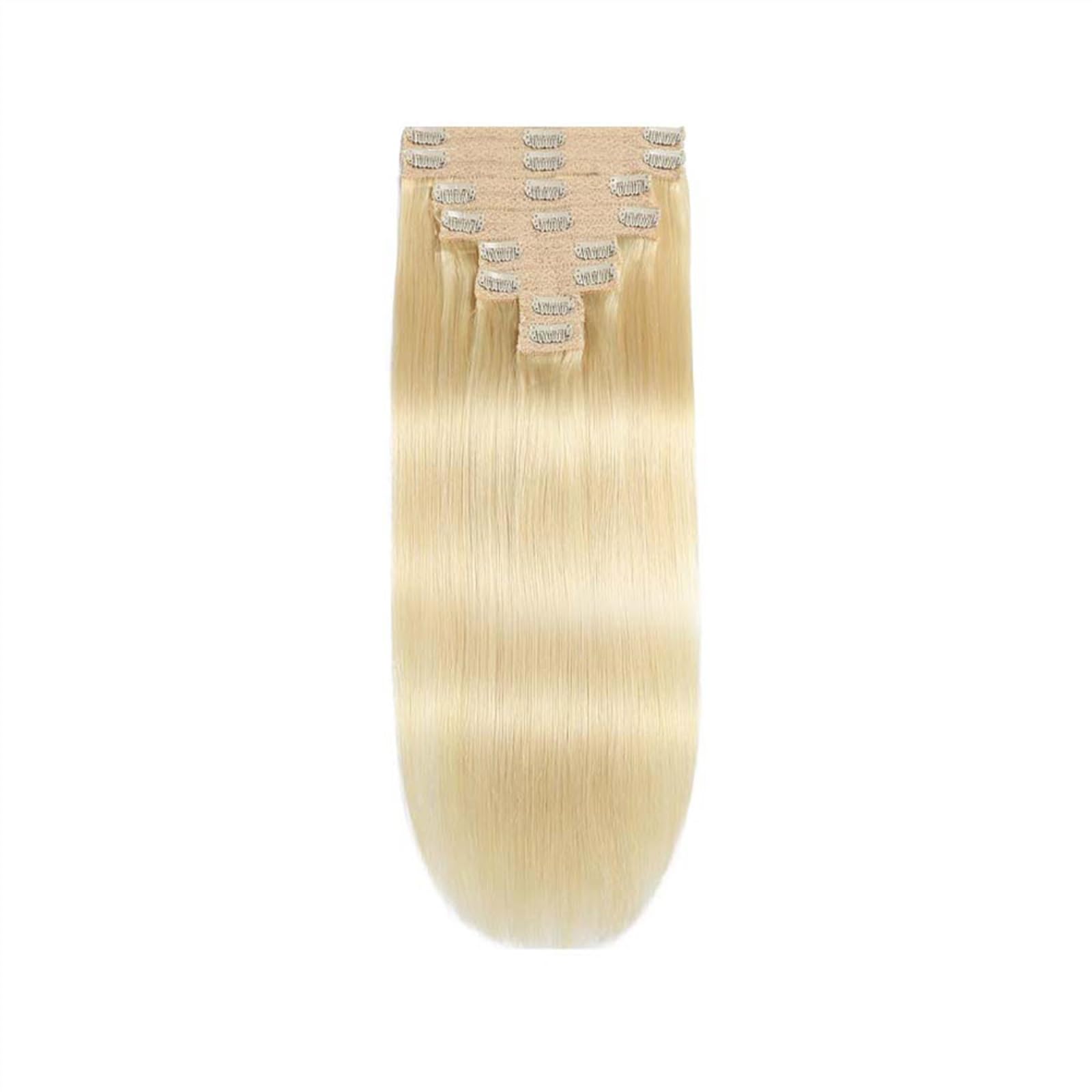 Clip-in-Haarverlängerungen 16"-24" Clip-in-Haarverlängerungen, gebleichte blonde Haarverlängerungen, echtes menschliches Haar, kurze Remy-Clip-in-Haarverlängerungen, unbehandeltes Echthaar, doppelter