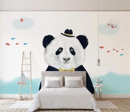 Tierischer Panda-Babyfisch 3D Tapete Poster Restaurant Schlafzimmer Wohnzimmer Sofa TV Dekorative Wand-150cm×105cm