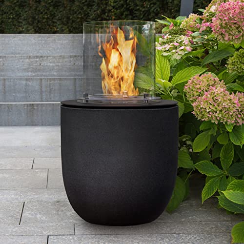 muenkel design Vigo – Asphalt-schwarz – Bio-Ethanol Feuerstelle Gartenfackel Terrassenfeuer mit Round Burner 250 Brennkammer