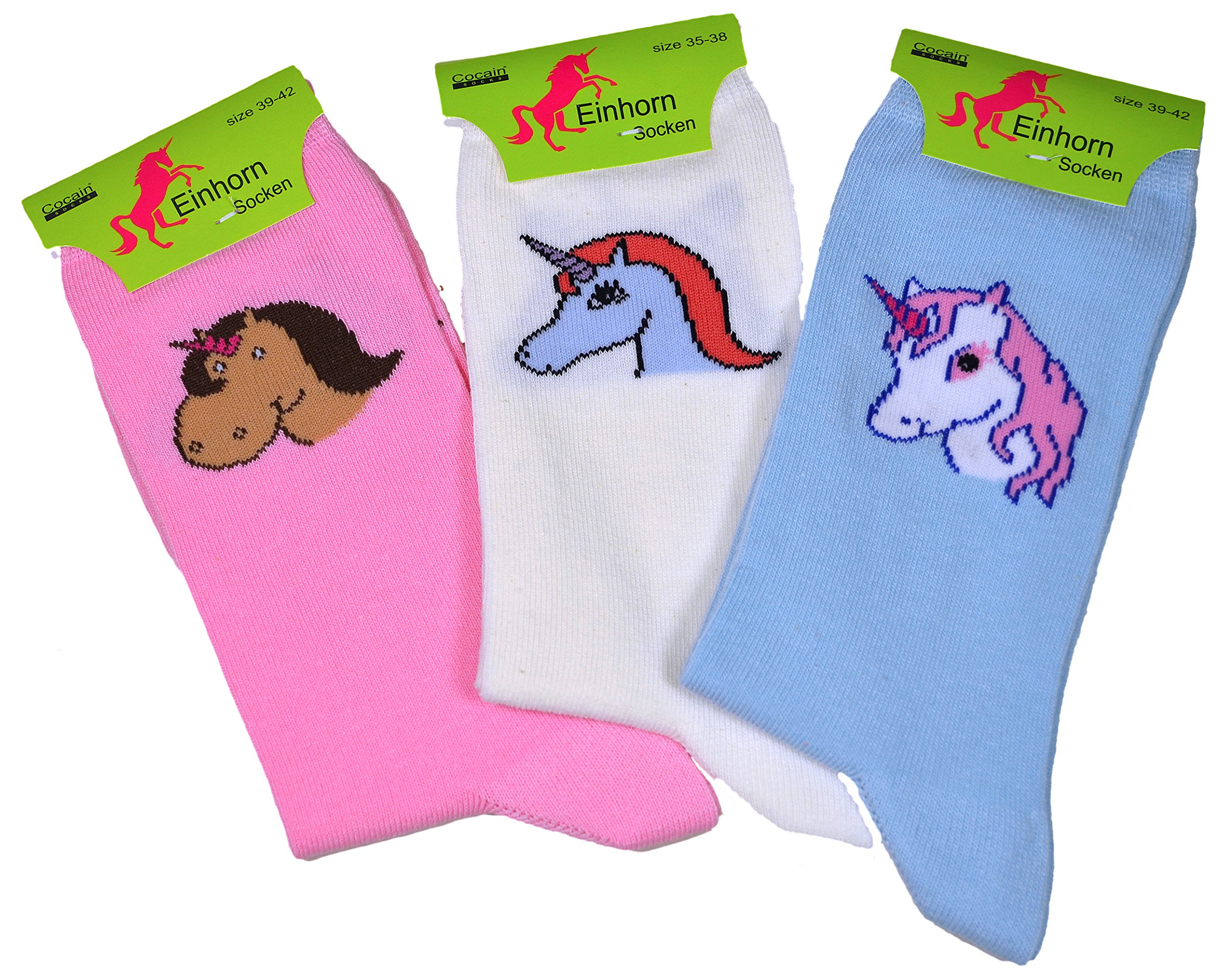 Cocain underwear 9 Damen Einhorn Socken Gr. 39-42