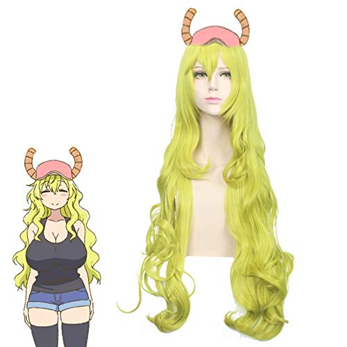 LINLINCD-Miss Kobayashi'S Dragon Maid Quetzalcoatl Lucoa Long Wavy Synthetic Hair Cosplay Wig Heat Resistance Fiber Wigs+ Wig Cap Pl-852