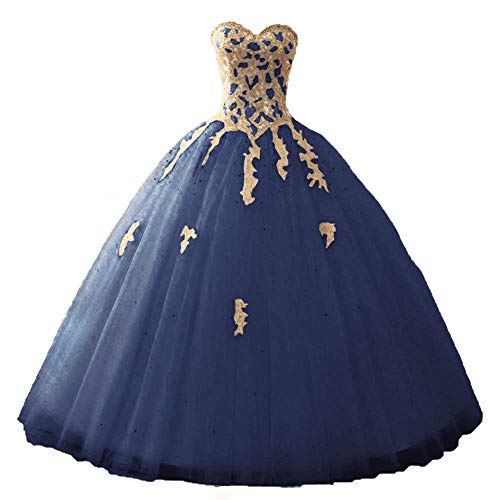 Zorayi Damen Elegante Liebsten Lang Tüll Formellen Abendkleid Ballkleid Hochzeitskleider Marineblau Größe 40