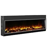 BALDERIA Amazona 64" Elektrokamin - Elektrischer Einbaukamin mit Heizung - realistischer 3D-Flammeneffekt, LED-Beleuchtung, Fernbedienung programmierbar, Timer, Thermostat - Schwarz