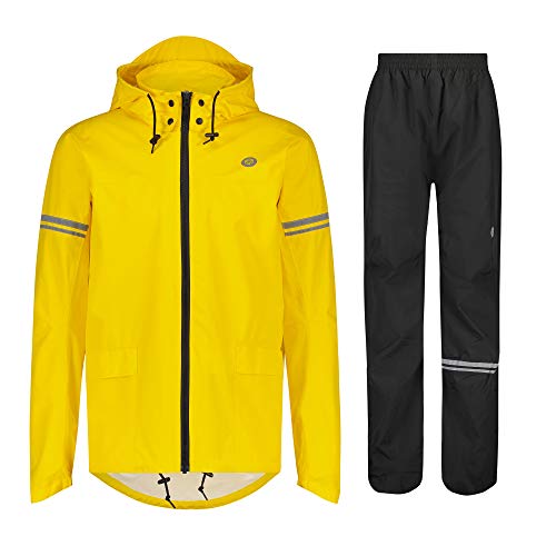 AGU Essential Original Regenanzug, Regenkleidung Fahrrad Herren & Damen, Wasserdicht & Winddicht, Reflektierend, 100% Recyceltes Polyester, Unisex - XXL - Gelb