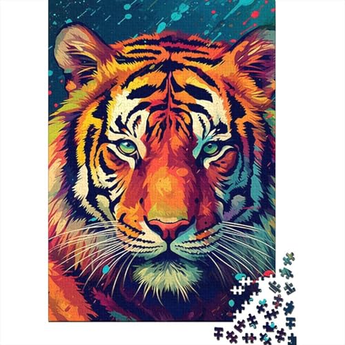 Tiger, buntes großes Puzzle für Erwachsene, 1000 Teile, Puzzle für Erwachsene, Puzzles für Erwachsene, Lernspiel, Herausforderungsspielzeug, 75 x 50 cm