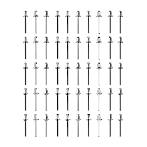 Aluminium Blindniet,FlanscheKlappnieten, 50 Stück Blindnieten mit flachem, rundem Kopf, 2,4 mm/3,2 mm/4 mm/4,8 mm, hohle Blindnieten, leicht(4mm)