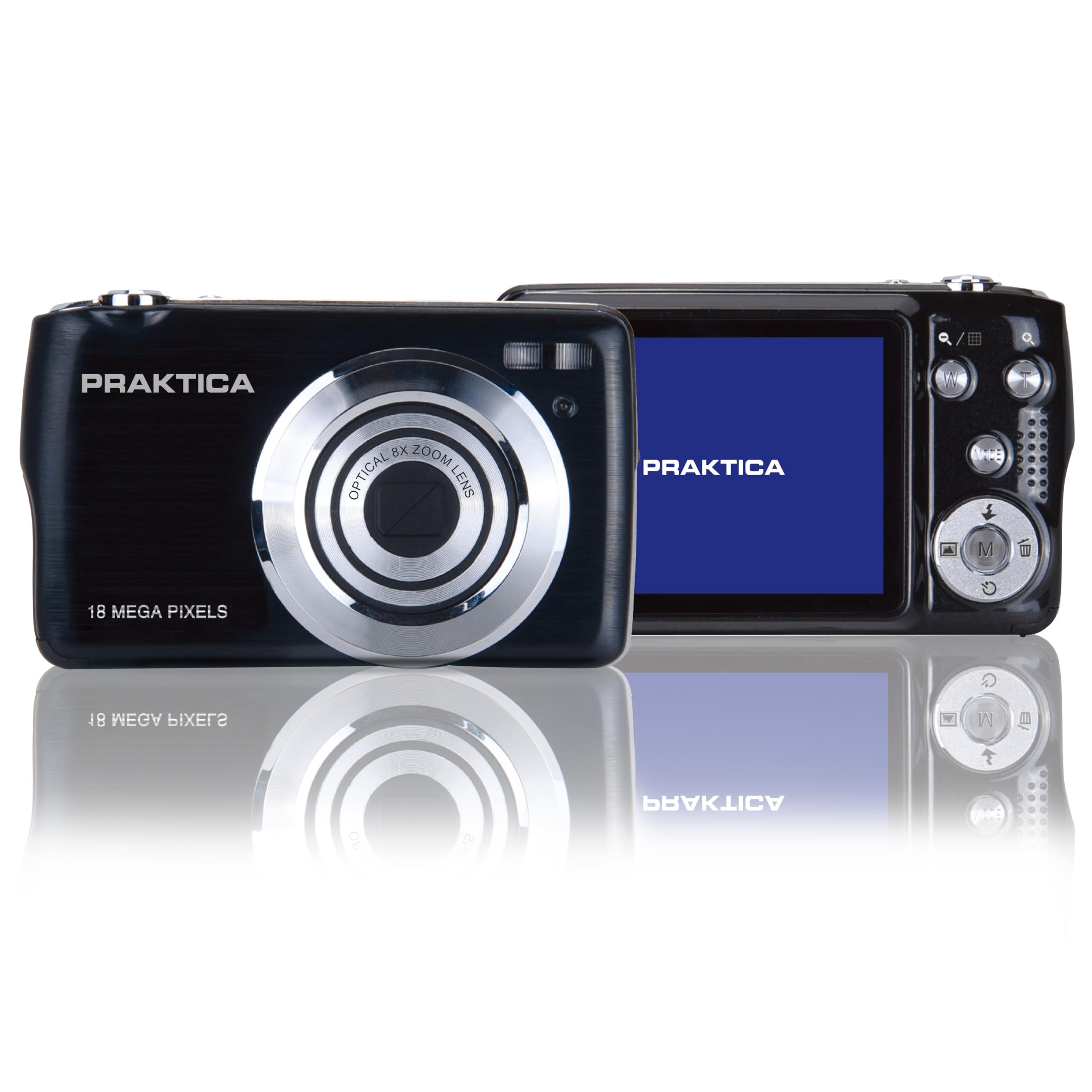 Praktica Kompakte Digitalkamera Schwarz 18MP 8X optischer Zoom Einstiegslevel für Anfänger, Kinder, Studenten