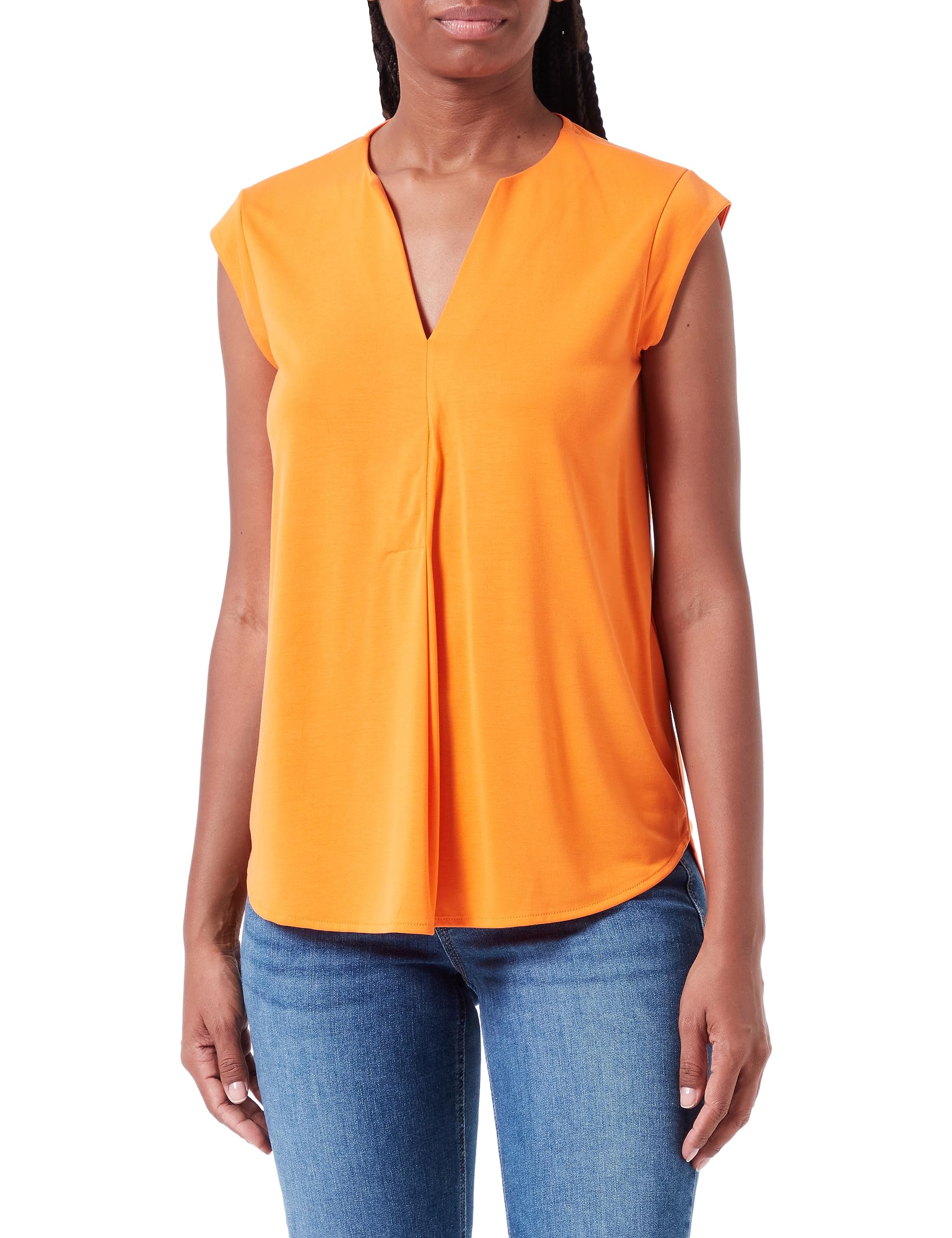 Cartoon Damen Blusenshirt unifarben Orange,36