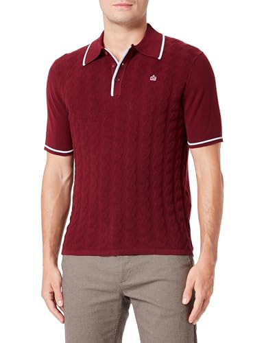 Merc Herren Smith Poloshirt Sweater, Burgunderrot, Large